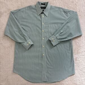 Joseph & Lyman Mens 17 34/35 Green Stripe Cotton Dress Shirt Bloomingdales